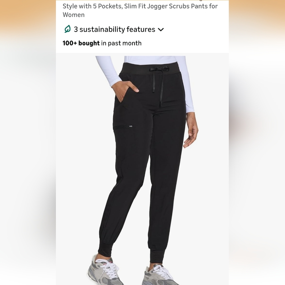 Slim Fit Black Jogger Scrub Pants for Women NWT